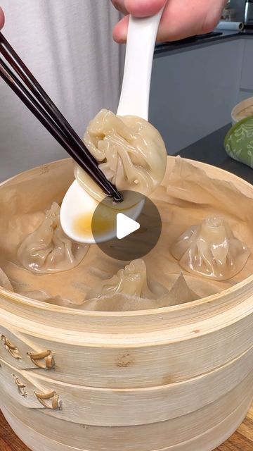 MICHAEL FINCH on Instagram: "HOMEMADE (kinda) SOUP DUMPLINGS ✨  Collagen Jelly Broth - 1tbsp olive oil  - 1/4 water  - 1.5kg whole chicken carcass, necks  - 1.5" ginger, sliced  - 5 spring onions  Filling - 250g ground pork (fatty is best)  - 5 spring onions (greens and white parts) - 1 tbsp shaoxing wine  - 1 tbsp soy sauce  - 1/4 tsp salt  - 1/8 tsp white pepper   Method - Preheat oven 200°C (400F)  - To a medium heat dutch oven or large pot, add olive oil, spring onions and ginger, Sauté for 2 mins, then cut the heat.  - Add chicken necks/carcass to pot along with 1/4 cup water.  - Cover and cook in oven for about an hour. There should be a pretty good amount of chicken broth in the bottom of the pot after this time. - Strain the chicken broth through a strainer or muslin cloth, let coo Soup Filled Dumplings, Chicken Collagen Soup, Collagen Jelly, Dumpling Wrapper, Soup Dumplings, Dumpling Wrappers, Muslin Cloth, Steamer Recipes, Delicious Soup Recipes