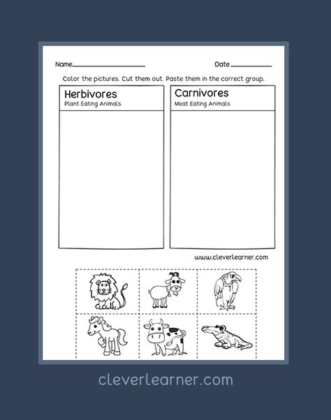 Free and fun #preschool and #kindergarten printables on animals that eat meat and plants, carnivores and herbivores. #science #preschoolSTEM #science Kindergarten Activity Sheets, Coloring Numbers, Animal Types, Free Science Worksheets, Plants Kindergarten, Inquiry Project, Plants Worksheets, Kindergarten Activity, Writing Printables