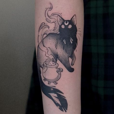 13 Tattoo Meaning, Cat Skull Tattoo, Black Cat Tattoo, Kitten Tattoo, Cats Tattoo, 13 Tattoo, Witchy Cat, Pumpkin Tattoo, Black Cat Tattoos