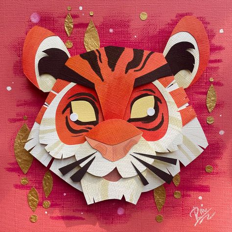 Tiger Animation, Red Shadow, Anime Crafts Diy, Watercolor Pencil Art, Cnc Art, Peacock Wall Art, Paper Toys Template, Happy Lunar New Year, Paper Cut Design