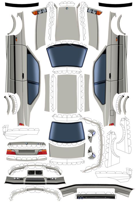 Part: 1/2. Color version: 4/8. Pepper Craft, Car Papercraft, Family Guy Stewie, Carros Bmw, Hobby Desk, Self Defence Training, Paper Car, Papercraft Templates, Paper Toy