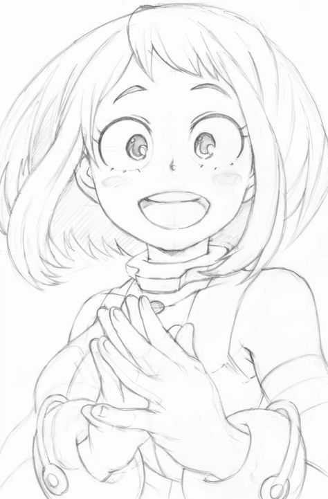 My Hero Sketch, Ochaco Drawing, Mha Drawing Sketch, My Hero Academy Drawing, Mha Drawings Pencil, My Hero Academia Drawing Sketch, My Hero Academia Sketches, Mha Coloring Pages, Uraraka Sketch