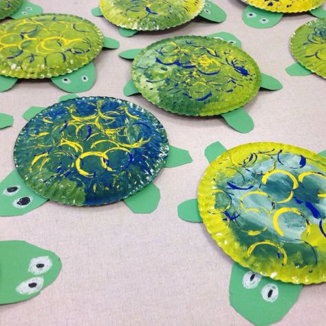 Tortuga amb closca feta de plat amb estampació Kindergarten One Day Art Project, May Art Kindergarten, Turtle Activities For Kindergarten, Summer Art For Kindergarten, Preschool Turtle Craft, Kindergarten Art Projects Summer, Turtle Art Preschool, Adaptive Art Projects, Turtle Art Project