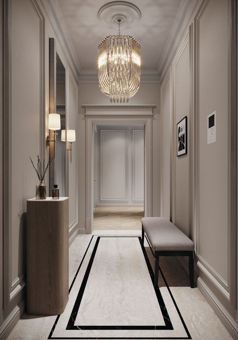 Marble Flooring Design, Corridor Design, Foyer Design, Home Entrance Decor, Home Design Living Room, Luxury Homes Interior, Home Building Design, Dream House Interior, Classic Interior