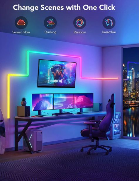 This is so cool for anyone!Perfect piece to make your room stand out!!! Cool Room Ideas, Eclectic Light Fixtures, Tv Bedroom, Gaming Tv, Led Light Bar, Gaming Decor, Led Light Bars, Led Wall Lights, Light Bar