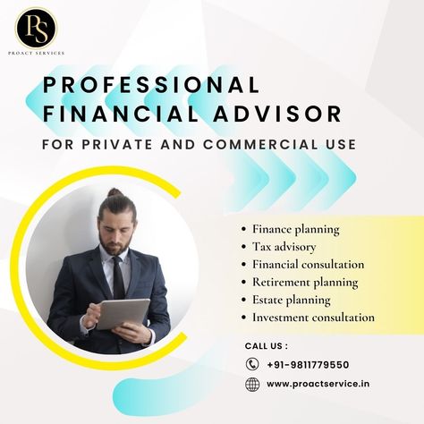 🌟 professional financial advisor for private and commercial use ❗ ✅ finance planning ✅ tax advisory ✅ financial consultation ✅ retirement planning ✅ estate planning ✅ investment consultation Contact us for more info: 👇 🌐 http://proactservice.in/ 📞 +91-9811779550 📧 sales@proactservice.in #excellentcredit #financialexpert #buildwealth #insurance #investingforbeginners #finances #financialindependence #personalfinance #proactservice Finance Advisor, Financial Professional, Finance Planning, Financial Consultant, Nlp Techniques, Life Insurance Agent, Financial Motivation, Linkedin Banner, Signed Contract