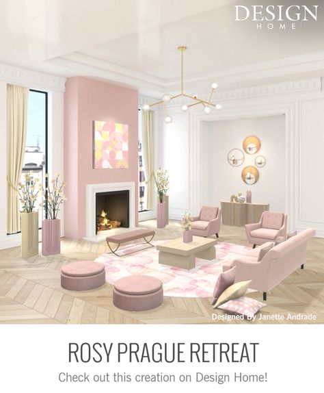 Modern Pink Bedroom, Blush Living Room, Bloxburg Modern, Bloxburg Room, Pink Bedroom, Bloxburg House, Room Ideas, Blush, House Design