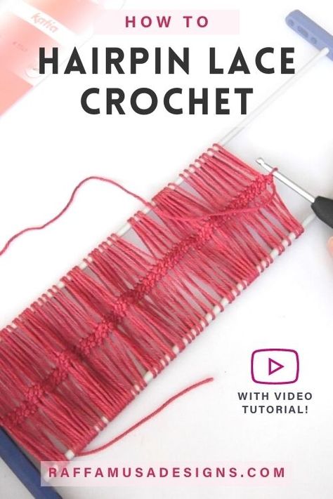 How to Hairpin Lace Crochet For Beginners • RaffamusaDesigns Seed Stitch Blanket, Hairpin Lace Patterns, Interesting Crochet, Loom Yarn, Lace Baby Blanket, Left Handed Crochet, Loom Knitting Stitches, Hairpin Lace Crochet, Crochet Photo Props