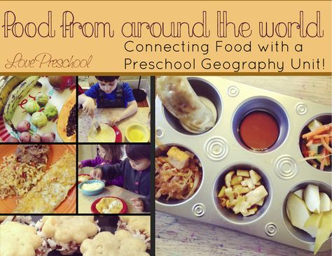 Cooking Ideas for Around The World and Map Study from Love Preschool Food Around The World Preschool, Market Snacks, Food Lessons, Preschool Music Activities, Preschool Cooking, Cooking In The Classroom, Around The World Theme, Studying Food, Preschool Snacks