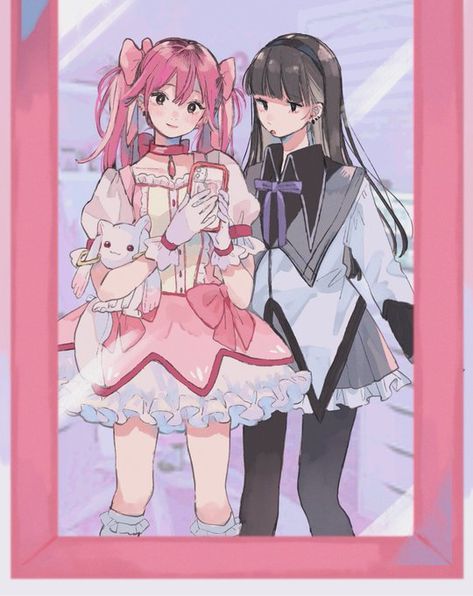 kst39 on twt Madoka And Homura, Introvert Girl, Couple Cosplay, Introverted, Cute Anime Profile Pictures, Madoka Magica, Manga Illustration, Cute Characters, Magical Girl