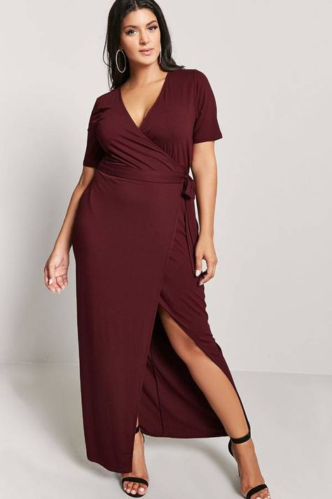 FOREVER 21+ Plus Size Maxi Wrap Dress #plussize #fashionaddict #trends #fashion #trendsetter #affilatelink Plus Size Elegant, Formal Dresses With Sleeves, Plus Size Formal, Plus Size Formal Dresses, Ever Pretty, Plus Size Maxi, Lace Evening Dresses, Satin Maxi, Chiffon Bridesmaid Dress