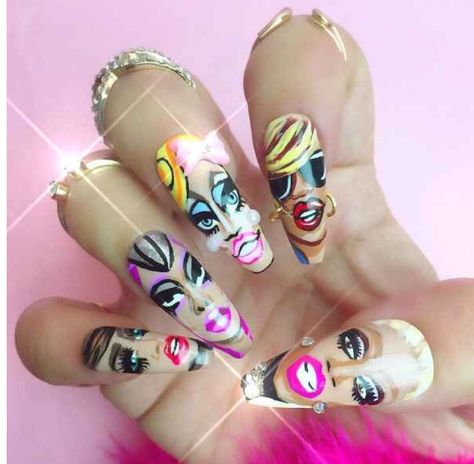 Nicki Minaj Nails, Inspiration For Black Women, Fail Nails, Trash Fashion, Crazy Nail Art, Queen Nails, Nail Salon Decor, Celebrity Nails, Nails Inspired