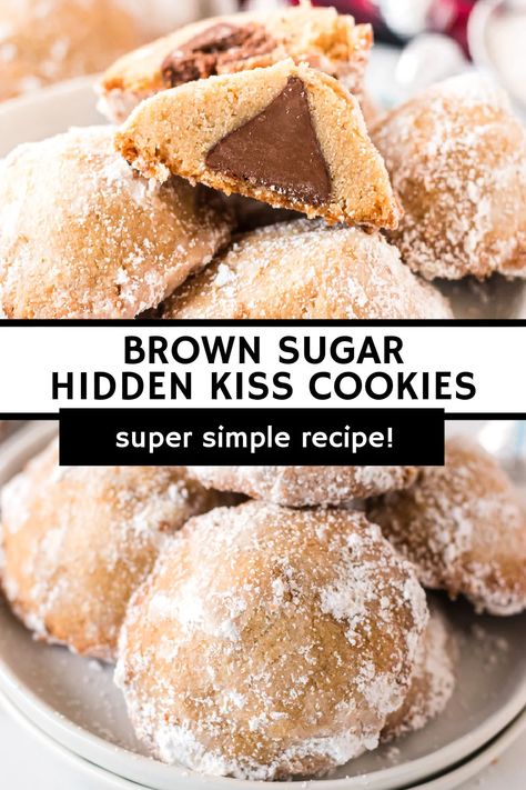 Chocolate Kiss Recipes, Peanut Butter Surprise Cookies, Sugar Cookies With Kisses On Top, Christmas Cookies Kisses, Hidden Kiss Cookies, Secret Kiss Cookies, Persnickety Plates, Chocolate Surprise, Peanut Butter Kiss Cookies