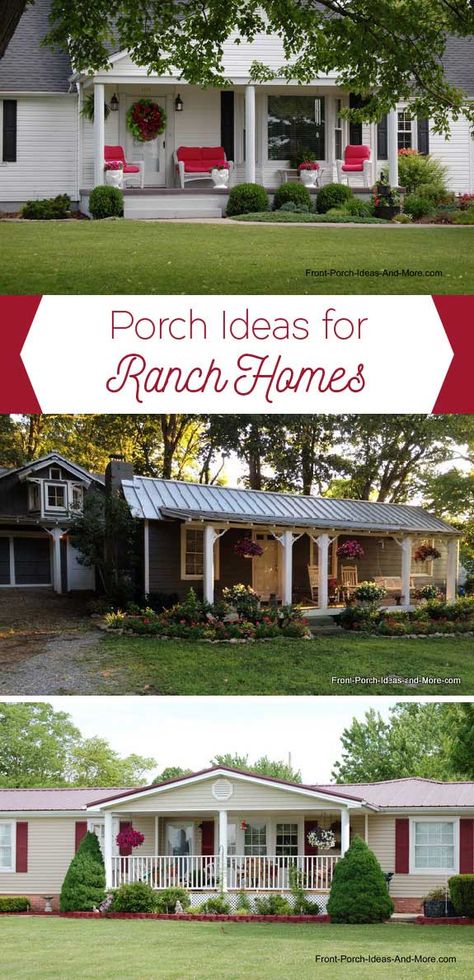 Ranch Home Porches Add Appeal and Comfort Small Front Porch Remodel, Front Porch Remodel Ideas, Landscape Ideas Front Yard Ranch, Porch Remodel Ideas, Front Porch Remodel, Front Porch Addition, Porch Kits, Porch Remodel, Porch Addition