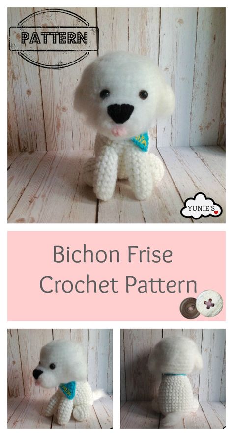 Bichon Frise Amigurumi Crochet Pattern Bijon Frise, Crochet Amigurumi Dog, Amigurumi Design, Rabbit Ideas, Dogs Diy Projects, Amigurumi Rabbit, Amigurumi Dog, Dog Crochet, Crochet Dog Patterns