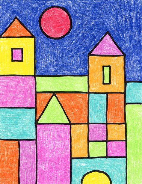 Easy How to Draw Paul Klee Castle and Sun Art Project Tutorial Castle Art Projects, Matisse Art Project, Paul Klee Art, Sun Painting, 4th Grade Art, Castle Art, Art Videos Tutorials, Art Curriculum, Elementary Art Projects