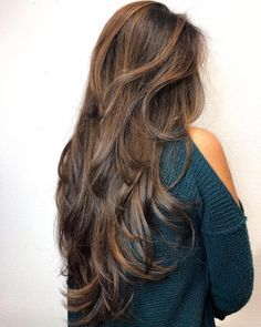 Waist-Length Choppy Brunette Hairstyle Waist Length Hairstyles, Cute Layered Hairstyles, Cuts For Long Hair, Trendy Layered Hairstyles, Waist Length Hair, Layered Hairstyles, Long Layered Haircuts, Haircuts For Long Hair, Long Hair Girl