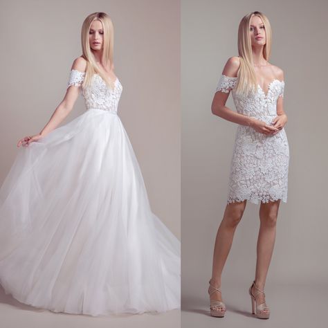 Two-in-One Dresses: Mixing up Your Wedding Day Style from Ceremony to Reception! | JLM Couture 2 In 1 Wedding Dress Convertible Ball Gowns, Convertible Wedding Dress, Trumpet Bridal Gown, 2 In 1 Wedding Dress, Hayley Paige Dress, Convertible Wedding Dresses, Beautiful Ball Gowns, Jlm Couture, Two Piece Gown