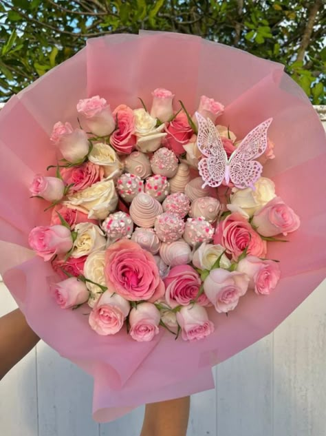 Rose Bouquet With Strawberries, Strawberry Flowers Bouquet, Flower Strawberry Bouquet, Roses And Strawberries Bouquet, Flower Bouquet With Strawberries, Strawberry And Roses Bouquet, Chocolate Covered Strawberries Bouquet With Roses, Strawberry Bouquet With Roses, Pink And White Chocolate Strawberries