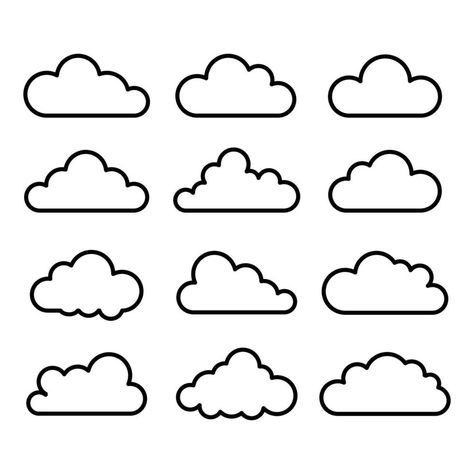 outline cloud icon collection Cloud Punch Needle, Clouds Outline, Punch Sablon, Clouds Icon, Cloud Outline, Cloud Template, Earring Template, Cloud Shape, Cloud Icon