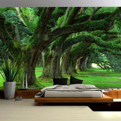 Path Landscape, Tree Wall Murals, Forest Wall Mural, Room Photo, Floor Wallpaper, Living Room Restaurant, Wallpaper Green, Wall Papers, Forest Wallpaper