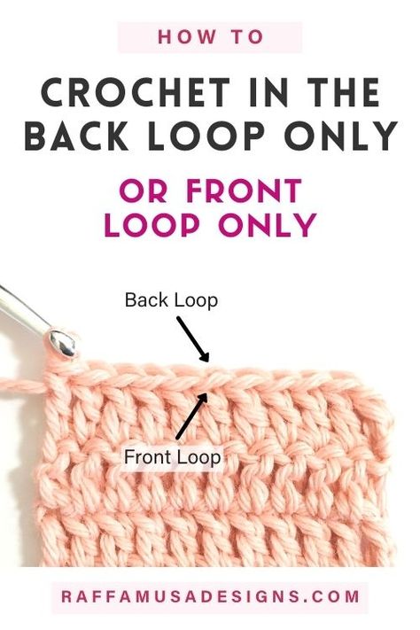 How to Crochet in the Back or Front Loop Only • RaffamusaDesigns Half Double Crochet Front Loop Only, Front Loop Only Crochet, Blo Crochet Stitch, Crochet Amiguri, Crochet Step By Step, Left Handed Crochet, Crochet Game, Crochet Classes, Half Double Crochet Stitch