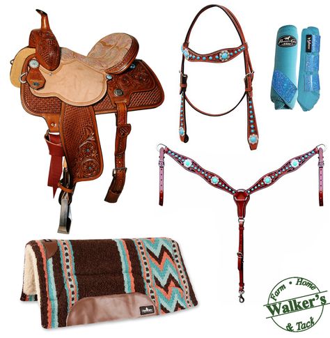 Turquoise inspired tack set Red Western Tack Set, Red Tack Sets, Western Tack Sets, Barrel Racing Tack Sets, Barrel Racing Tack Rodeo, Barrel Racing Saddles, Barrel Racing Tack, Barrel Racing Horses, Barrel Saddle