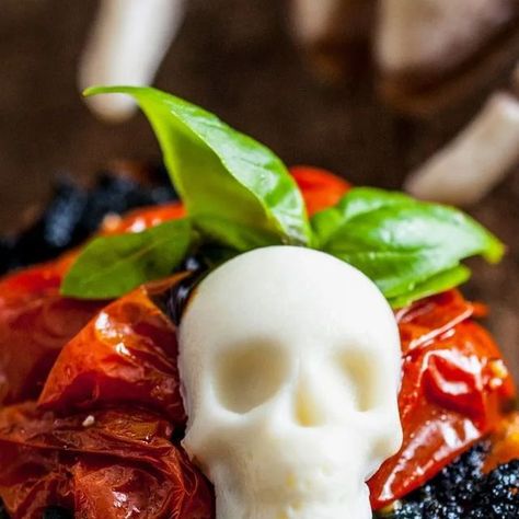 Bernice | Food Blogger | ✍️📷 on Instagram: "BOO! 🎃⚰️☠️👻💀👽🏚️🕷️🕸️🧛 
It's spooky szn and I have a terrifying treat for YOU! Here's how to turn roasted tomato Caprese Crostini into a scrumptiously spooky Halloween party appetizer with creepy mozzarella skulls and blackened pesto topping. Includes easy instructions for making bocconcini skulls and roasting tomatoes.
.
.
LINK IN PROFILE
.
.
#caprese #crostini #spooky #halloweenappetizers #feedyoursoul #spoonfeed #eeeeats #tastemade #foodlover #tastingtable #cheapeats #Canadianfoodblogger #canadianblogger #foodphotography #infatuation #buzzfeastfood #forkyeah
#Huffpostfood #dailyfoodfeed
#foodgawker" Tomato Caprese, Halloween Party Appetizers, Spooky Halloween Party, Halloween Appetizers, Taste Made, Cheap Eats, Tasting Table, Roasted Tomatoes, Appetizers For Party