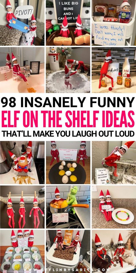 elf on the shelf ideas Elf On Shelf Funny, Funny Elf On The Shelf, Elf Ideas Easy, Easy Elf On The Shelf, Bad Elf, Elf Kit, Awesome Elf On The Shelf Ideas, Elf Activities, Xmas Elf