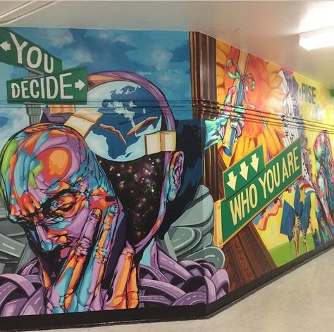 High School Art Projects, Collaborative Art Projects, School Murals, School Decor, Murals Street Art, Collaborative Art, High School Art, School Art Projects, Mural Wall Art