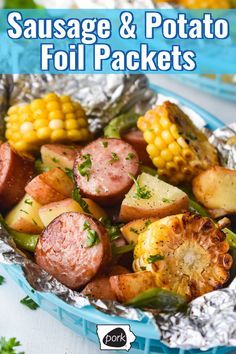 Sausage And Potato Foil Packets, Sausage Packets, Grilling Recipes Foil Packets, Potato Foil Packets, Potatoes Salad, Foil Packet Potatoes, Foil Pack Dinners, Foil Packet Dinners, Foil Dinners