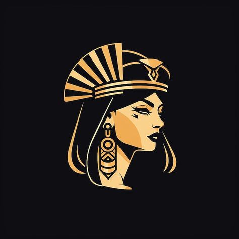 Cleopatra Minimalist Tattoo, Women Logo Design Ideas, Pharaonic Design, Pharoah Egyptian, Wizards Logo, Middle Eastern Jewelry, Motorbike Art, Egypt Culture, Owl Coffee