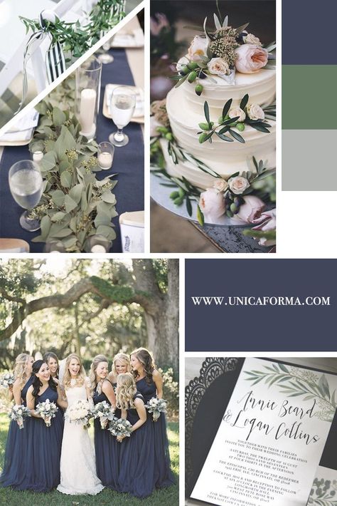 Navy and greenery wedding.  🖤 Whimsical, Organic Grey & Green Wedding Inspiration 🖤 sage green and pink wedding color ideas  #OutdoorColorSchemes   Garden Wedding Inspiration  Has:  -  Neutrals*, Greenery*, Shades of Blue* & Gray* Add: - More Shades of Blue & Gray,  - Additional Greenery & Neutrals  - Pops of Burgandy/Maroon/Marsala Navy Wedding Colors, Pink Wedding Colors, Green Wedding Inspiration, Garden Wedding Inspiration, Summer Wedding Colors, Wedding Theme Colors, Fall Wedding Colors, Wedding Color Palette, Invitation Ideas