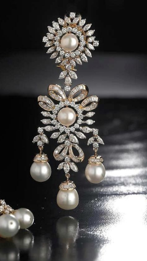 Just beautiful! Diamond and pearls! Diamond Hanging Earrings, Real Diamond Earrings, Bracelets For Sale, Diamond Pendants Designs, Diamond Earrings Design, Diamond Pendant Sets, Judith Ripka, Diamond Jewelry Designs, Diamond Gift