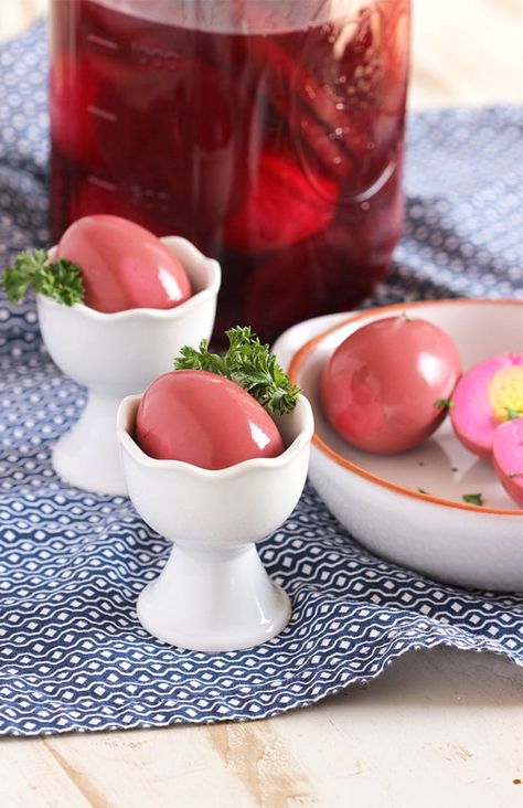 Red Beet Pickled Eggs - The Suburban Soapbox Pickled Eggs And Beets, Beet Pickled Eggs, Red Beet Eggs, Beet Eggs, Picked Eggs, Pickled Egg, Pickled Eggs Recipe, How To Make Red, Pickled Eggs