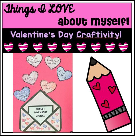 Fun Valentine's activity to show some self-love! Things I Love About Myself, Air Balloon Craft, Cupcake Craft, Craft Heart, Balloon Craft, February Hearts, Cupcake Crafts, Hot Air Balloon Craft, Valentines Day Bulletin Board