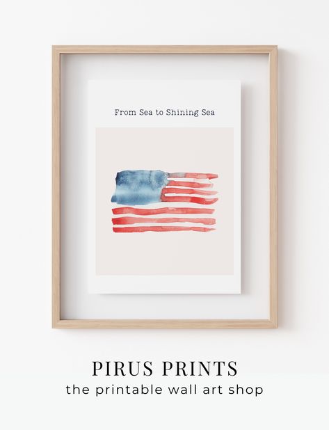 Patriotic Watercolor Art, 4th Of July Watercolor, Abstract American Flag, Patriotic Watercolor, Watercolor American Flag, Flag Watercolor, July 4th Decor, From Sea To Shining Sea, Patriotic Wall Art