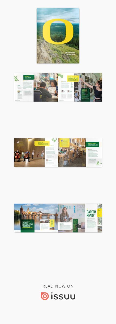 University Brochures, Social Media Board, School Brochure, Impact Report, Page Layout Design, Print Collateral, New College, College Admission, University Of Oregon