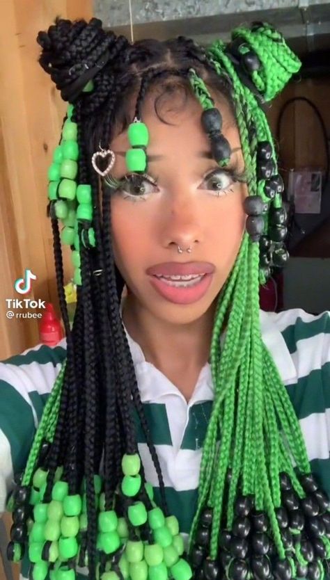 Coloured Braids With Beads, Rubee Lana Braids, Fro Hairstyles, Rubee Lana, Jade Braids, Hair Claim, Pink And Black Hair, Weave Hairstyles Braided, Curly Fro