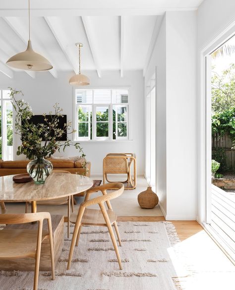 20 • Instagram Coastal Style Dining Room, Contemporary Colonial, Metal Outdoor Chairs, Neutral Dining Room, Style Dining Room, Mcm House, Embrace Nature, Bentwood Chairs, Australian Homes