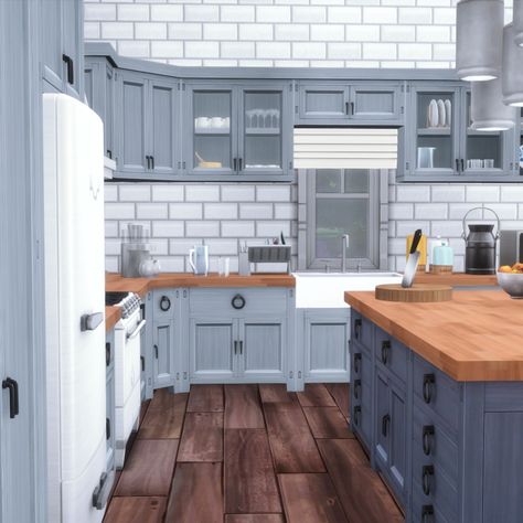 Sims 4 Kitchen Wallpaper, The Sims 4 Kitchen, Sims 4 Kitchen Cabinets, Pantry Wallpaper, Sims 4 City Living, Kitchen Nightmares, Sims 4 Kitchen, Butcher Block Kitchen, Muebles Sims 4 Cc