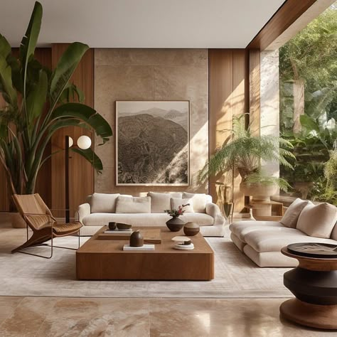 Explore the possibilities of green design. @reverse.orientalism Follow @breckandfox for more. Unique Modern Interior Design, Second Story Living Room, Interior Design Earthy Modern, Tropical Interior Design, Japandi Living Room, Earthy Living Room, Tropical Interior, Japandi Living, Tropical Living