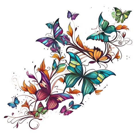 butterfly arm tattoo Swarm Of Butterflies Tattoo, Butterfly Trail Tattoo, Butterfly Vine Tattoo, Butterfly Arm Tattoo, Swarm Of Butterflies, Est Tattoos, Butterfly Vine, Poster Butterfly, Tattoo Poster