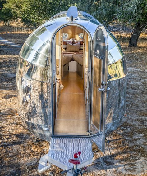 bowlus 'volterra', all-electric aluminum travel trailer, Privacy Is Luxury, Aluminum Trailer, Metal Siding, Santa Barbara California, Mountain Peak, Off Grid Living, Vintage Camper, Off Grid, Off The Grid