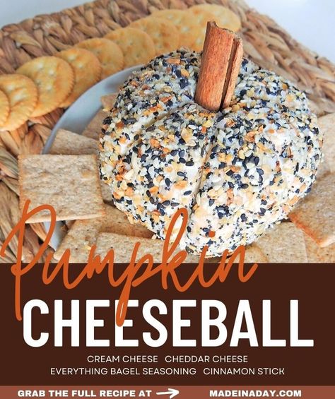 Be the hit of the party with this Pumpkin Shaped Cheeseball! This festive and easy-to-make appetizer is made with a few simple ingredients and is perfect for any autumn gathering. Everything Bagel Pumpkin cheeseball, pumpkin shaped cheese ball, cheeseball recipe with cream cheese, cheese ball pumpkin shaped, cheeseball shaped like a pumpkin Cream Cheese Cheese Ball, Cheese Ball Pumpkin, Cheeseball Pumpkin, Pumpkin Cheeseball, Pumpkin Shaped Cheese Ball, Pumpkin Cheese Ball Recipe, Shaped Cheese Ball, Pumpkin Cheese Ball, Cheeseball Recipe