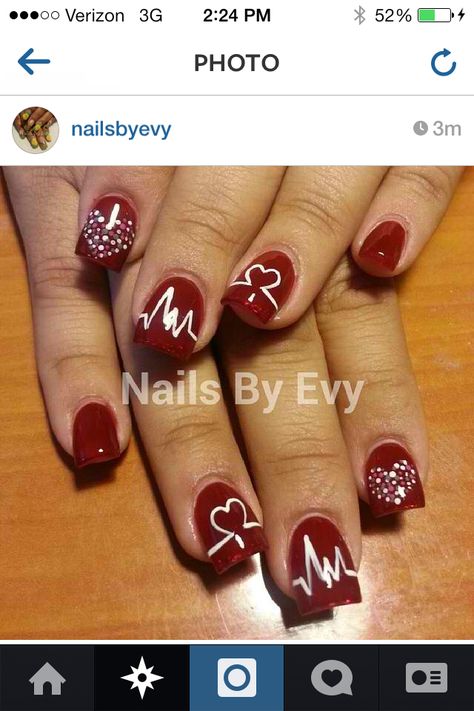 Heartbeat nails Strip Nail Designs, Heartbeat Nails, Nail Color, Nail Colors, Nail Designs, Nails, Makeup, Quick Saves, Color