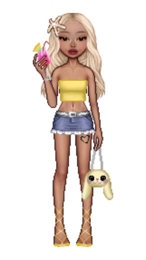 Everskies Summer Outfits, Everskies Aesthetic, Outfit Inspo Coquette, Aesthetic Avatar, Everskies Outfits, Outfits Y2k, Summer Girl, Yellow Fashion, Gyaru