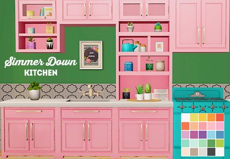 Sims 4 Kitchen, Free Sims 4, Cute Furniture, Tumblr Sims 4, Sims Building, Sims 4 Gameplay, Barbie Kitchen, The Sims 2, Sims 4 Cc Packs