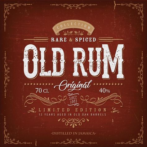 Vintage Red Old Rum Label Template For Bottle Old Labels Vintage, Old Label Design, Oldmonk Rum Bottle Art, Old Monk Rum, Spirits Label Design, Whiskey Bottle Labels, Rum Label, Vintage Alcohol Labels, Vintage Liquor Labels