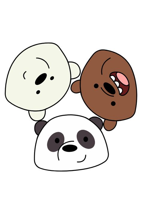 Cartoon sticker with the main characters of the We Bare Bears - Grizzly, Panda, and Ice Bear, who gathered to look at you.. Panda We Bare Bears Cute, 3 Characters Cartoon, We Bear Bears Stickers, We Bear Bears Wallpapers, Ice Doodle, 3 Bears Cartoon, The Bare Bears, We Bare Bears Stickers, Bear Bare